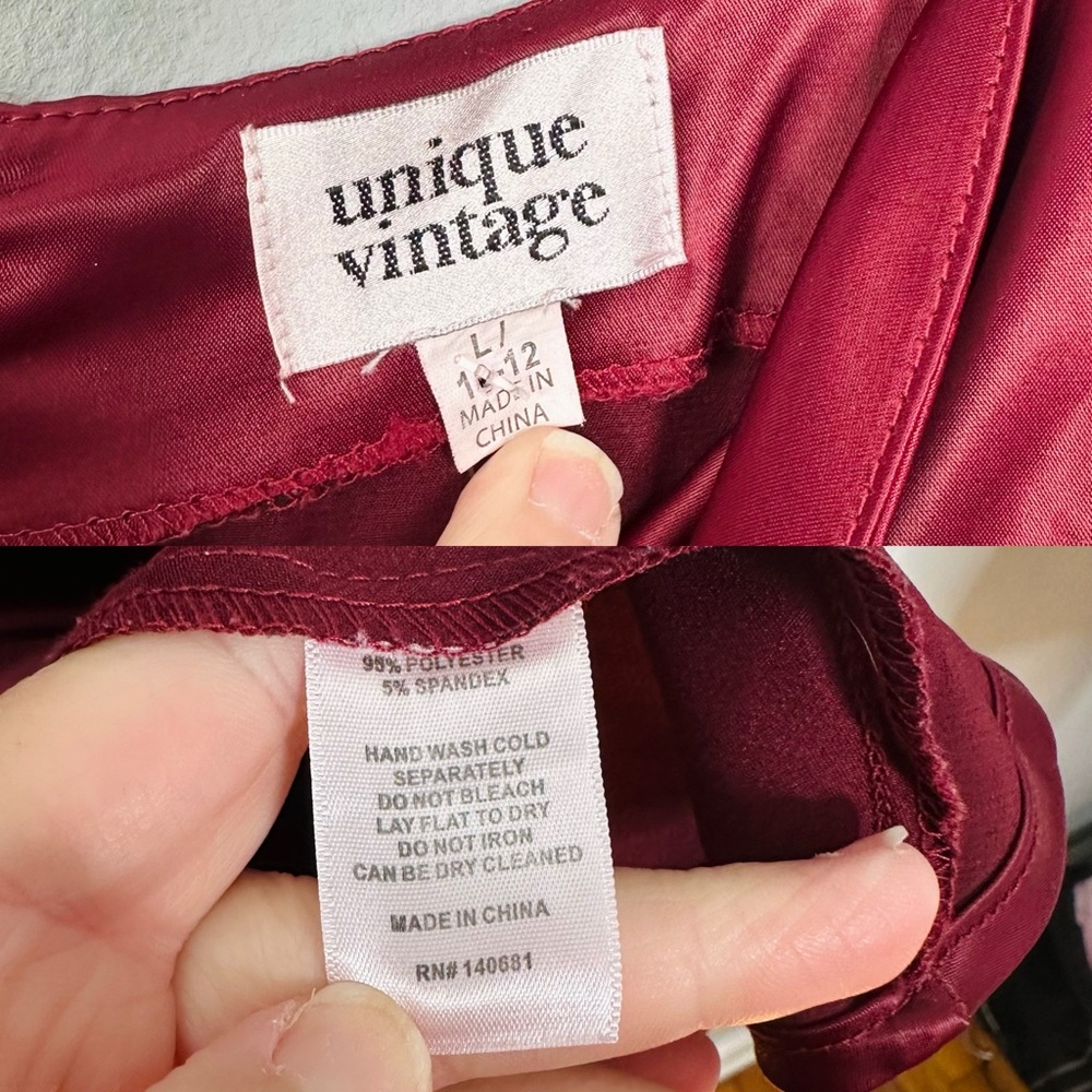 Unique Vintage Satin Corset Lace Up Dress Size L - Picture 8 of 9